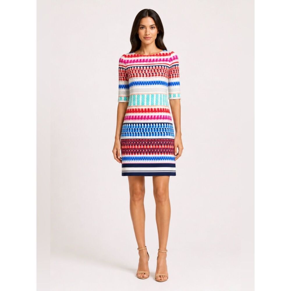 Eliza J Striped Stretch Shift Dress